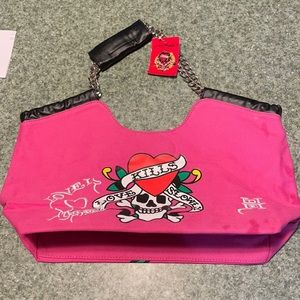 Pink Ed Hardy shoulder bag